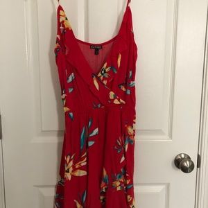 Floral Print Ruffle Wrap Cami Dress